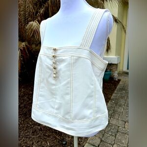 NWT🌷Ciebon White Swing Top w/ Decorative Buttons That Also Adjust The Straps